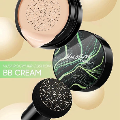 Mushroom Head Air Cushion CC Cream - Long-Lasting & Brightening BB Cream Foundation for Mature Skin, Waterproof & Moisturizing Full Coverage Self Adjusting Concealer for Even Skin Tone (Buff Beige)