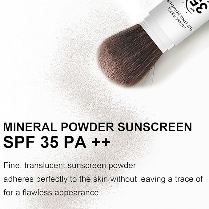 Mineral Sunscreen Setting Powder, SPF 35 Translucent Loose Powder for Face & Scalp, Mineral Brush Powder, Oil Control Natural Matte Finish, Lasting Lightweight Breathable (#03 White)