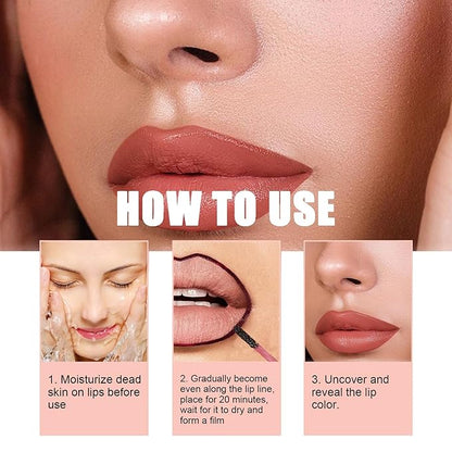 Lip Stain Peel Off, 3 Pcs Peel Off Lip Liner Stain Set Lip Tint Stain Peel Off Lip Stains for Women Peel Off, Waterproof Long-Lasting Lip Stain Peel off Tint Tattoo, Transfer-proof No Smudging