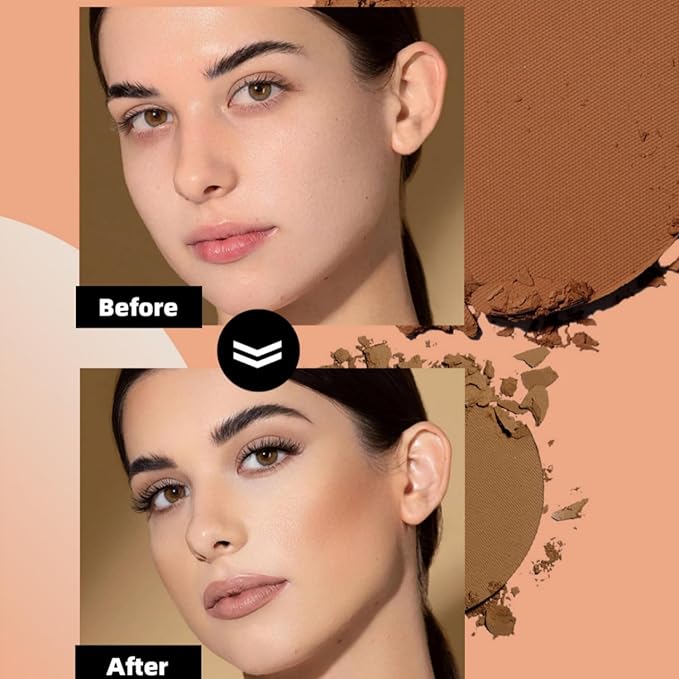 MAEPEOR Matte Bronzer Powder 6 Colors Buildable Natural Contour Bronzer Long Lasting Sweat Proof Face Bronzered Powder (Color 01)