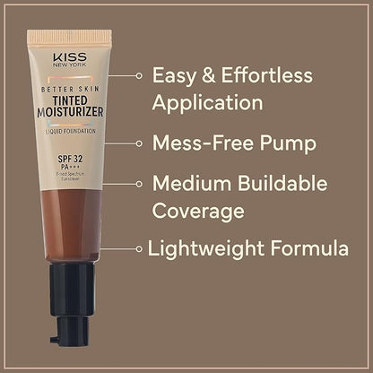 Tinted Moisturizer with SPF 32 PA+++ (Mocha), 12 Hour Hydrating Sunscreen for Face, No White Cast, Natural Radiant Finish, Medium Coverage, With Hyaluronic Acid, Vitamin E, Peptide