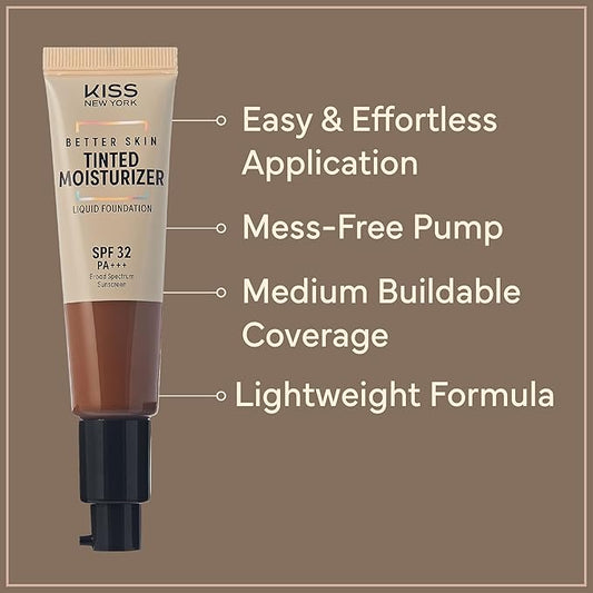 Tinted Moisturizer with SPF 32 PA+++ (Mocha), 12 Hour Hydrating Sunscreen for Face, No White Cast, Natural Radiant Finish, Medium Coverage, With Hyaluronic Acid, Vitamin E, Peptide