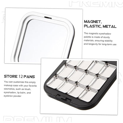 FRCOLOR 2Pcs Empty Magnetic Eyeshadow Makeup Palette DIY Blush Lipstick Contouring Powder Tray with 12 Grids Travel Size Cosmetic Pans Eyeshadow Makeup Containers for Women