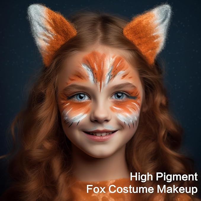 UCANBE Orange Face Body Paint Makeup Foundation, Professional Blendable Cream Greasepaint, Face Painting Kit for Adults Children Halloween Party, SFX Scary Pumpkin Face Makeup, Costume & Cosplay