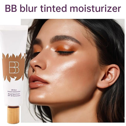 BB Cream Tinted Moisturizer With Spf, Tinted Moisturizer For Face, BB Tinted Care Primer With Brush, Spf Primer For Broad Spectrum Protection, Waterproof, Sweatproof (Natural, Brush*1)