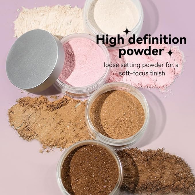 Glitter Loose Setting Powder - Translucent, Long-lasting, Lightweight, and Waterproof for Light Skin Flawless Daily Oil Control Makeup, 0.21 Oz (Bubblegum, 1pc)