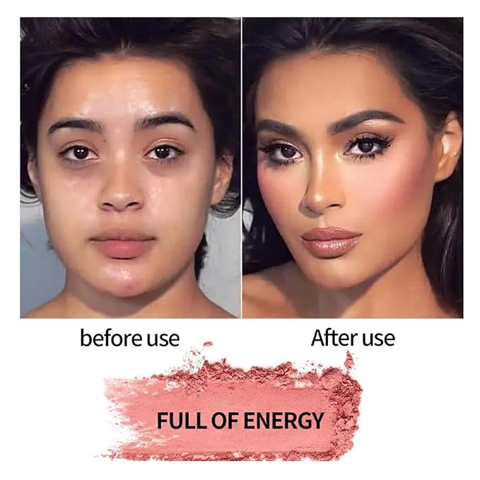 Full Face Makeup Palette, 4 in 1 Small Nude Nake Makeup Palet with Highlight, Bronze, 3 Colors Eyeshdow, 2 Color Blush, Double Side Brush, Fine Silky Powder