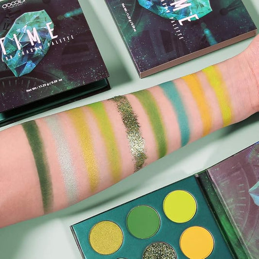 Docolor 10Pcs Eye Makeup Brushes Skull Printed Eyeshadow Makeup Brush Set and Green Eyeshadow Palette 9 Colors Gemstone Shadow Palette Highly Pigmented Mattes Shimmers Long-Lasting Makeup Palette