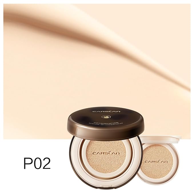 Lasting Air Cushion Cream Face Foundation Makeup, Lightweight, Medium to Full Coverage, Semi-Matte, Long-Lasting Oil Control Finish Foundation, P02 Fair For Oil Skin (Refill Included)