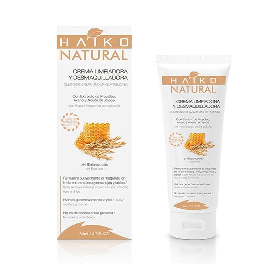 Hydrating Cleansing Cream & Makeup Remover with Propolis (Purifying), Oat (Soothing), & Jojoba Oil (Moisturizing). Non-Greasy, pH Balanced, for All Skin Types - 2.7 fl oz / 80g
