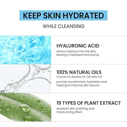 coxir ULTRA HYALURONIC CLEANSING OIL 5.07 fl.oz + GREENTEA PH CLEAR FOAM CLEANSER 1.01 fl.oz l for Double cleansing, Hyaluronic Acid, Hydrating, Smoothing, Calming, Moisturizing, Korean Skin Care