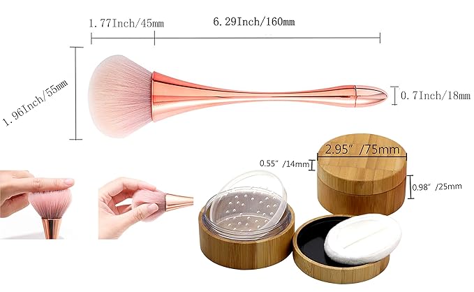 1Pcs 30ml/1Oz Empty Loose Powder Container and 1Pcs Make-Up Powder Brush