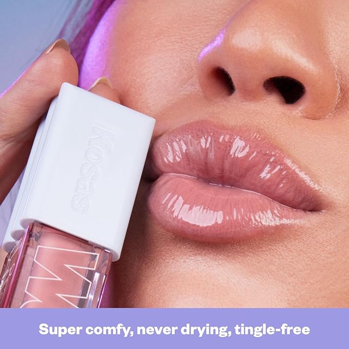 Kosas Wet Lip Oil Gloss - Hydrating Lip Plumping Treatment with Hyaluronic Acid & Peptides, Non-Sticky Finish (Unhooked)