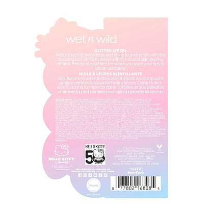 wet n wild Hello Kitty Glitter Lip Oil, New 10 Oil Infused Formula, Warm Apple Pie Lightly Scented, Sparkly Bold Colors, Cruelty-Free & Vegan - Purrfect