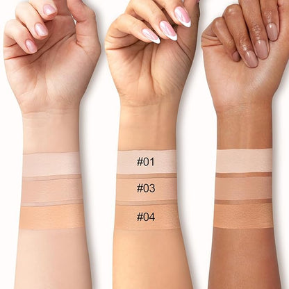 2 in 1 Full Coverage Foundation Stick,Hydrating Lightweight Foundation Makeup Stick,Built-In Applicator,Long-Lasting Cream Concealer,Natural Colour