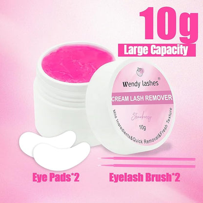 Eyelash Glue Remover for Lash Extensions: for DIY and Lash Artists, Wendy, 10ml Cream, Effectively, Low Irritation, Pink, Strawberry Flavored