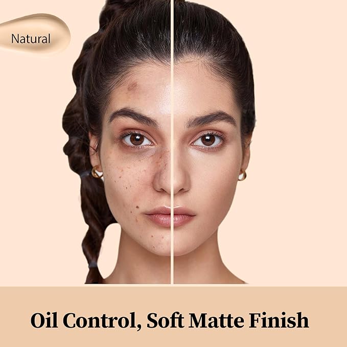 FV Flawless Matte Liquid Foundation, Full Coverage & Oil-Free Foundation Makeup, Hydrating Formula, Long-Wear Foundation for All Skin Types (Natural, 1.05FL.OZ)