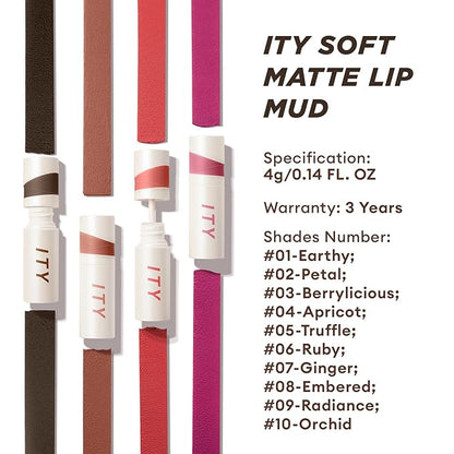 ITY Velvet Matte Finish Lip Stain-Mousse Textured Lip Clay, Orange Shade, Conceals Lip Lines, Rich Pigment Lip Tint Lipsticks, 0.14 oz (4g) in Ginger