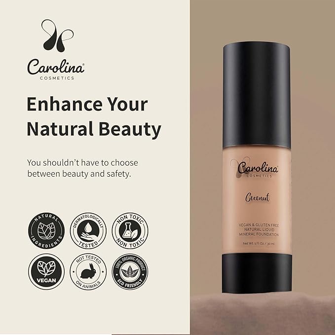 Foundation in Coconut Shade Plant-Based - Hydrating, Pore-Minimizing & Buildable Coverage - Vegan, Non-GMO, Paraben-Free - 1oz