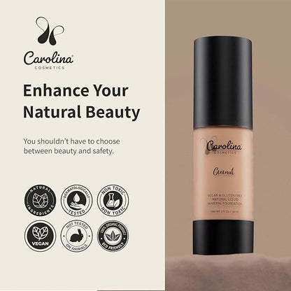 Foundation in Coconut Shade Plant-Based - Hydrating, Pore-Minimizing & Buildable Coverage - Vegan, Non-GMO, Paraben-Free - 1oz