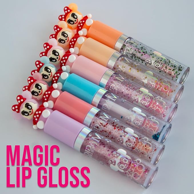 48 Bundle Mini Mouse Red Bow Magic Mood Color Changing Lip Gloss & Lip Stain Set of 6, Kid Friendly, Non-Toxic Long Lasting, Non-Sticky Gifts For Women, Girls, Teens Novelty Party