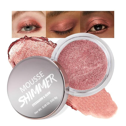 Shimmer eyeshadow,Glitter eyeshadow,Easy - Apply Powder for Eye & Face Highlighting, with Mermaid Shimmer(04#Brownish Red, 1 Count (Pack of 1))