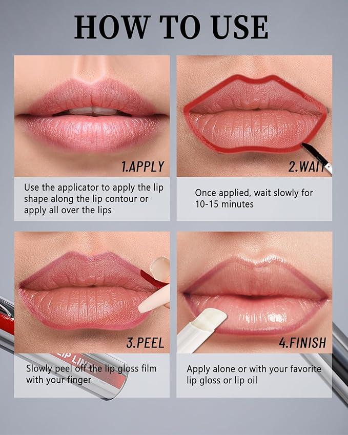 Peel Off Lip Stain Long Lasting, Lip Liner Stain Peel Off for Women Tattoo Lipstick Waterproof Lip Gloss Matte Finish Peel Off Lip Liner Lip Stain High Pigmented Transfer-Proof Lip Makeup, Mauve