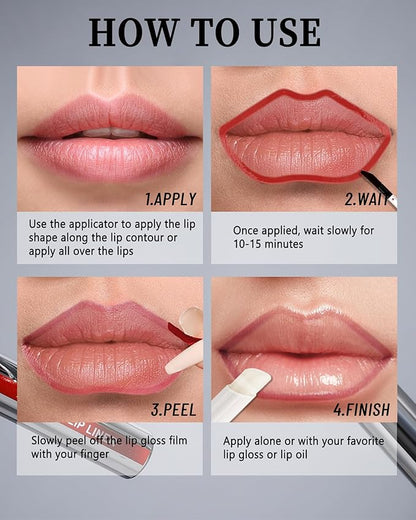 Peel Off Lip Stain Long Lasting, Lip Liner Stain Peel Off for Women Tattoo Lipstick Waterproof Lip Gloss Matte Finish Peel Off Lip Liner Lip Stain High Pigmented Transfer-Proof Lip Makeup, Mauve