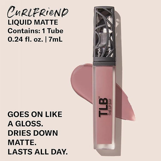 The Lip Bar - Nonstop Liquid Matte Lipstick, Curlfriend (Mauve Pink) - High Pigment - One Swipe - Long Lasting - Jojoba Oil & Vitamin E - Vegan & Cruelty Free - Makeup & Cosmetics - .24 fl oz