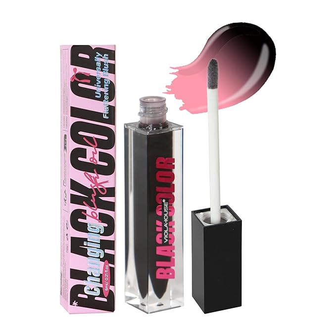 viola house Black Liquid Blush,Moisturising Color Changing Black Blush,Water-Based Ph Color Changing Blush,Multi-Purpose Liquid Blush Oil For Cheeks,Eyes and Lips 6ml/0.21oz ﻿