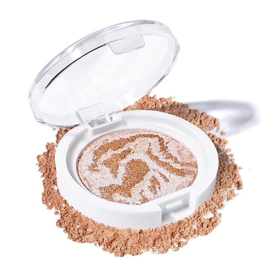 KYDA Baked Blush, Radiance Bronzer Glow Makeup, High Glossy Face Blusher, Shimmer Pressed Powder Blush, Buildable Lightweight Formula, Multiuse Baked Powder for Face Eye Cheeks, #05