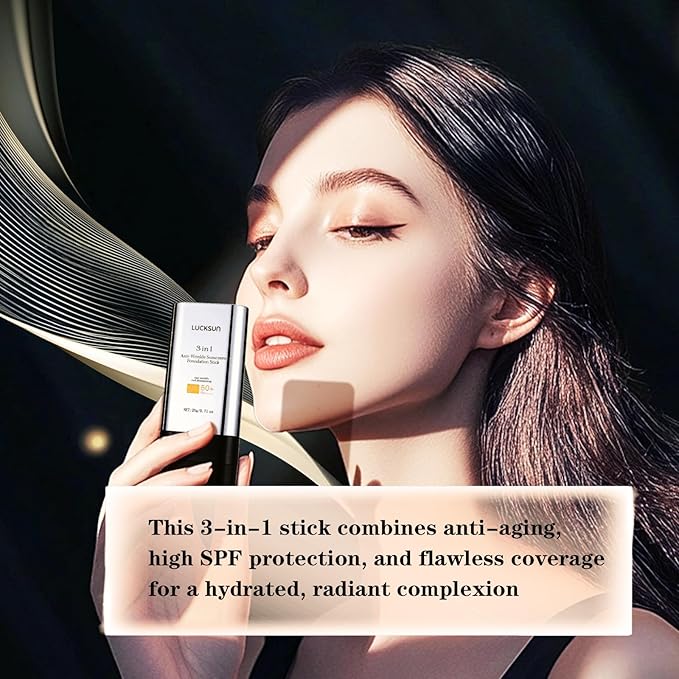 3 In 1-Luxury Anti-Wrinkle Foundation Stick SPF 50+ with Brush, 2 PCS Hydrating Non-Sticky Matte Foundation Stick, Travel Size Defense Face and Body Sunscreen Lotion, Medium Color, 1.42 Fl Oz