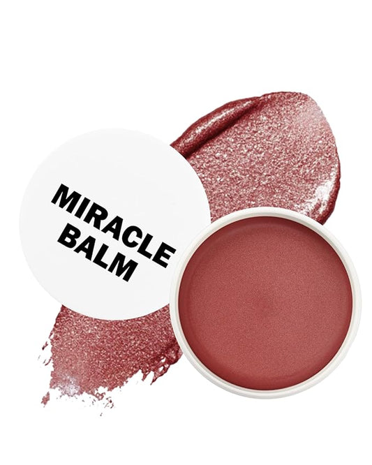 Miracle Glow Balm - Hydrating Tinted Cream Blush, Multi-Use Glow Face Balm Makeup for Cheek & Eye & Lip Tint, Creamy Lightweight Blendable Shimmer Blusher, Radiant Skin Finish, 02# Earth Rose