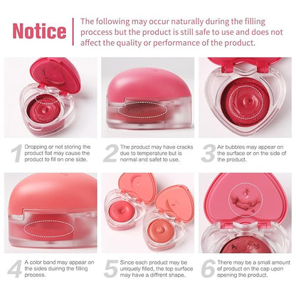Heart-Shaped Cream Blush for Cheeks & Lips – 2-in-1 Tinted Lip and Cheek Balm Kit with Mini Brush – Blendable Dewy Blusher Face Makeup for Women, Portable Compact for Travel & On-the-Go Touch Ups 04