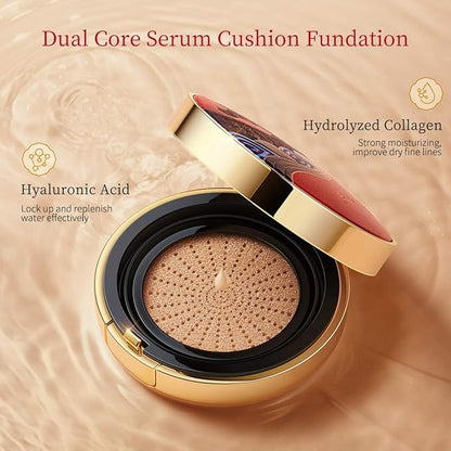 ZEESEA [Palace Identity] Liquid Foundation Makeup, Cushion Foundation BB Cream, Skincare Ingredients, Long Lasting and High Coverage Cushion Compact, Light Beige