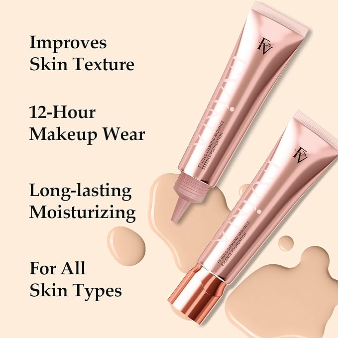 FV Flawless Matte Liquid Foundation, Full Coverage & Oil-Free Foundation Makeup, Hydrating Formula, Long-Wear Foundation for All Skin Types (Natural, 1.05FL.OZ)