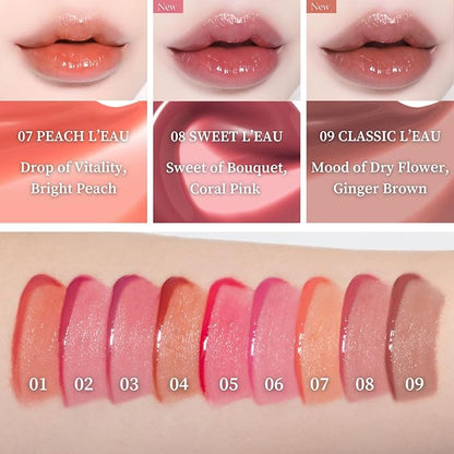 BBIA L’EAU Tint – Glossy & Glow Lip Stain, Watery Lip Tint, Non-Sticky, High Shine Finish, Long-lasting, Moisturizing, Lightweight, Natural, Daily Use, Vegan, Korean Lip Makeup (08 SWEET L'EAU)