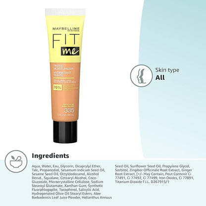 Maybelline Fit Me Tinted Moisturizer, Natural Coverage, Face Makeup, 335, 1 Count