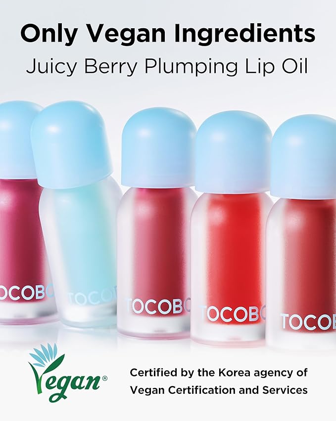 TOCOBO Juicy Berry Plumping Lip Oil 07 Plum Jam – Korean Vegan Hydrating Lip Oil with Plant Oils for High Shine Gloss - Non Sticky Formula for All Skin Tones, 0.12 fl.oz.