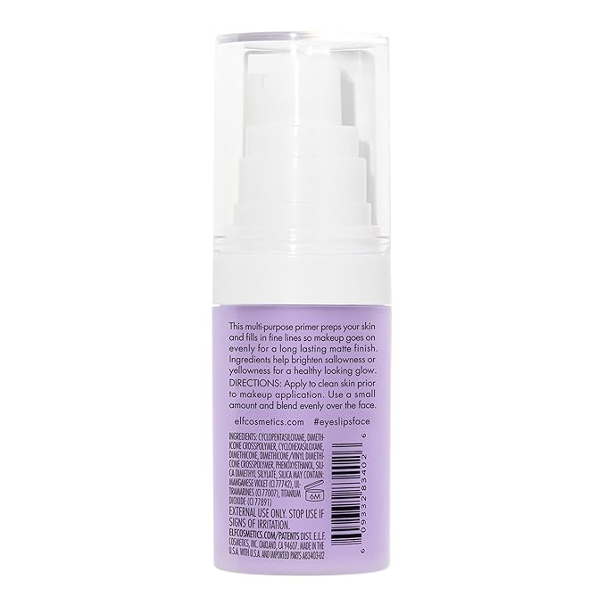 e.l.f. Brightening Lavender Face Primer, Face Makeup Primer For Neutralizing Uneven Skin Tones & Brightening Complexion, Vegan & Cruelty-free