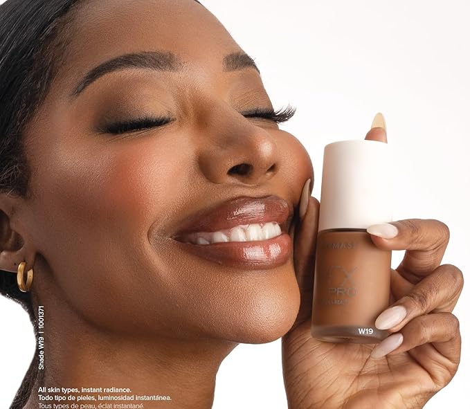 FARMASi Vfx Pro Foundation, Full Coverage Liquid Cream, Lightweight Long Lasting Coverage, Breathable Skin Moisturizer with Color True Matte Blending, Face Makeup, 1 fl. oz / 30 ml - Mocha W19