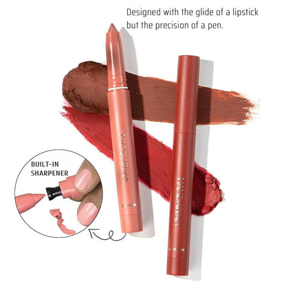 12 Colors Matte Lipstick Pen Lip Liner Pencil Set Waterproof Matte Lip Crayon Non-sticky Long-lasting Wear with Built-in Sharpener