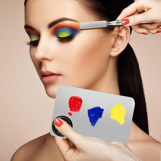 Etercycle 7-in-1 Makeup Spatula Powder Puff Set - Professional Cosmetic Palette with Triangle Puff for Eye Shadow, Eyelashes, Body Loose Powder - Wet and Dry Makeup Tool