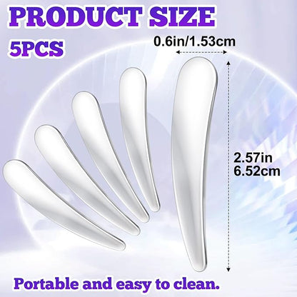 5pcs Mini Metal Makeup Spatula, Reusable Cosmetic Applicator, Makeup Spoons Facial Massage Beauty Accessories for Mask Essence Eye Cream Skincare Cream- Silver