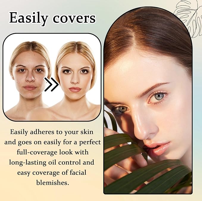 2PCS Hydrating BB Cream,Full Coverage Concealer Liquid Foundation for All Skin Types,Face Sunscreen SPF 50 PA++++ Long Lasting Moisturizing Oil Control Foundation Makeup Brush Set（Ivory & Natural）