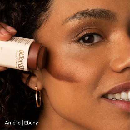 Bundle of ATTITUDE Oceanly EWG Verified, Plastic-Free, Vegan, Blush, Corail, 0.3 Oz + Bronzer, Ebony, 0.3 Oz+ Highlighter, Sunset Glow, 0.3 Oz + Lip Gloss, Ginger, 0.12 Oz