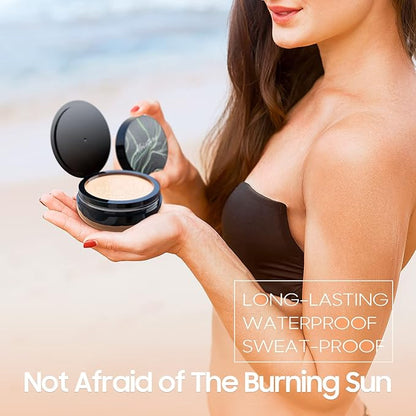 Air Cushion CC Cream Mushroom Head - Moisturizing Concealer Makeup Base Cushion Foundation Full Coverage Create Long-Lasting & Waterproof Makeup (Buff Beige)
