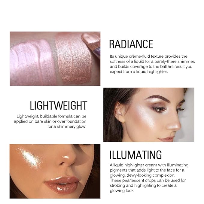 SACE LADY Liquid Pearl Highlighter Makeup Shimmer and Shine Ultra-Smooth Radiant Illuminator For Face Cheekbone Body Glow Bronzer Glitter Illuminating Highlighters Makeups, 0.2Fl Oz