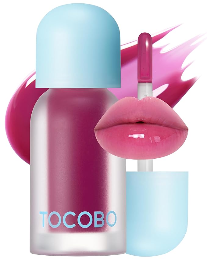 TOCOBO Juicy Berry Plumping Lip Oil 02 Berry Brandy – Korean Vegan Hydrating Lip Oil with Plant Oils for High Shine Gloss - Non Sticky Formula for All Skin Tones, 0.12 fl.oz.