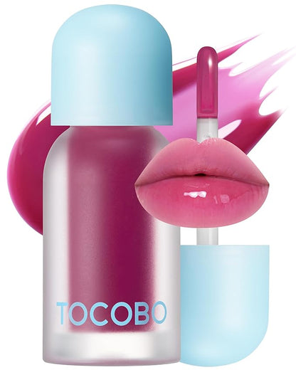 TOCOBO Juicy Berry Plumping Lip Oil 02 Berry Brandy – Korean Vegan Hydrating Lip Oil with Plant Oils for High Shine Gloss - Non Sticky Formula for All Skin Tones, 0.12 fl.oz.